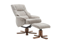 The Florida Wheat Fabric Swivel Recliner Chair & Matching Footstool - Refurbished Clearance