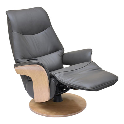 The Iowa - Stunning Electric Leather Recliner with Integrated Footstool & Wireless Remote - Charcoal