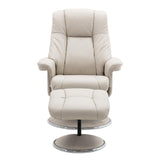 The Denver Swivel Recliner Chair & Footstool - Genuine Leather - Mushroom - Refurbished