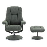 The Denver - Swivel Recliner Chair & Matching Footstool in Cha Cha Fern Fabric - Refurbished