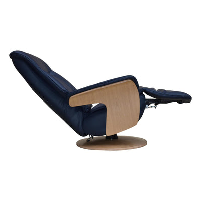 The Iowa - Stunning Electric Leather Recliner with Integrated Footstool & Wireless Remote - Navy