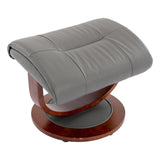 Hereford Genuine Leather Grey Swivel Reclining Chair Matching Footstool