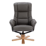 The Cairo - Swivel Recliner Chair & Matching Footstool in Cinder Faux Leather