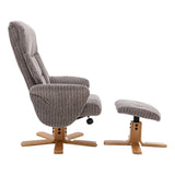 The Giza - Fabric Swivel Recliner Chair & Matching Footstool in Cafe Latte - Refurbished