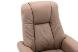 The Denver Swivel Recliner Chair & Footstool - Genuine Leather Earth - Refurbished