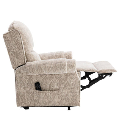 Winchester Dual Motor Riser Recliner Mobility Chair in Cream Brushstroke Fabric