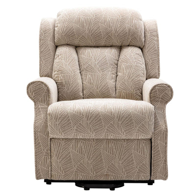 The Darwin - Dual Motor Riser Recliner Mobility Arm Chair in Cream Brushstroke Fabric