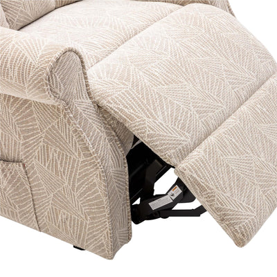 The Darwin - Dual Motor Riser Recliner Mobility Arm Chair in Cream Brushstroke Fabric