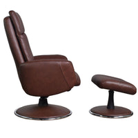 The Dakota Swivel Recliner Chair in Chestnut Genuine Leather and Match base.