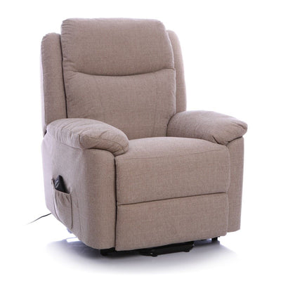 Oxford Riser Recliner / Lift & Tilt Chair in Soft Beige Fabric with USB charging - Clearance