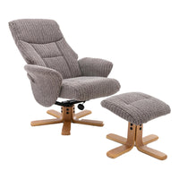 The Giza - Fabric Swivel Recliner Chair & Matching Footstool in Latte