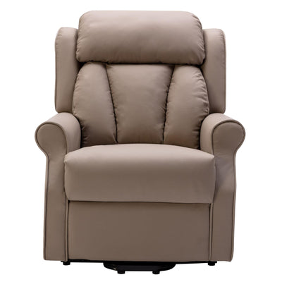 The Darwin - Dual Motor Riser Recliner Mobility Arm Chair in Taupe Genuine Leather - Slight Damage - Clearance