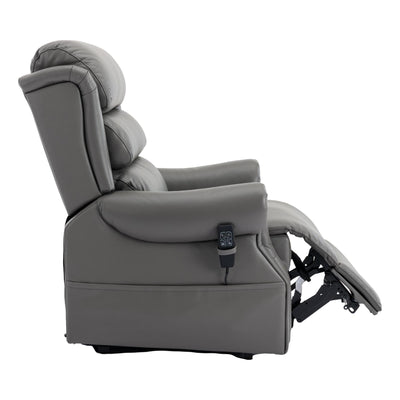 The Carlton Genuine Leather Riser Recliner in Grey - Dual Motor Mobility Chair - Refurbished