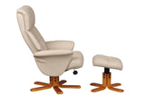 Marseille Faux Leather Swivel Recliner Chair And Footstool In Cafe Latte