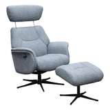 The Murcia - Swivel Recliner Chair & Matching Footstoolin Powder Blue Fabric