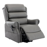 The Carlton Genuine Leather Riser Recliner in Grey - Dual Motor Mobility Chair - Refurbished