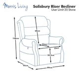 Salisbury Dual Motor Riser Recliner Arm Chair In Lisbon Mocha Fabric Clearance