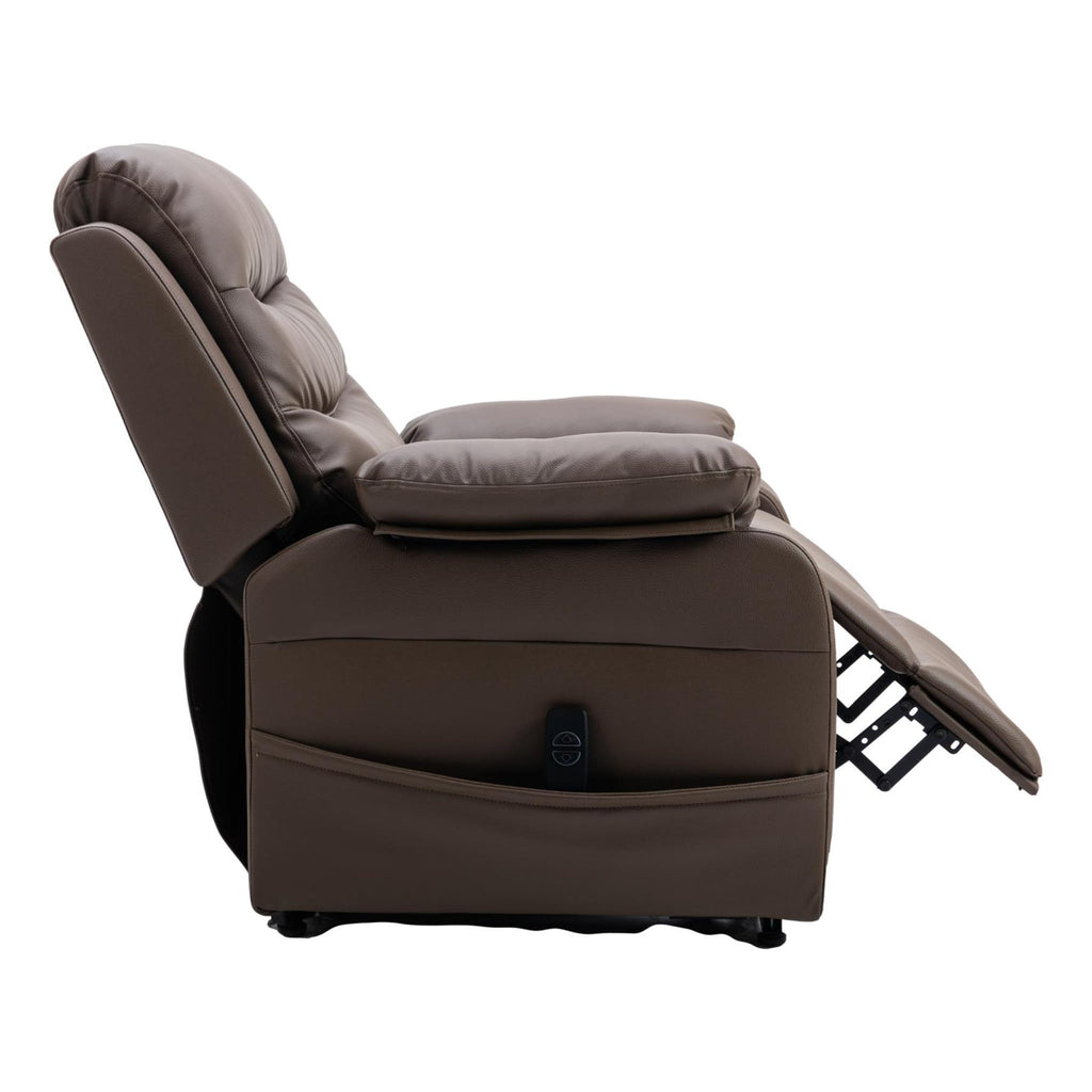 The Bamford - Single Motor Riser Recliner Chair in Truffle Plush Faux Leather - Refurbished