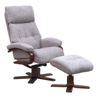 The Vienna - Swivel Recliner Chair & Matching Footstool in Taupe Fabric