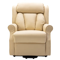 The Darwin - Dual Motor Riser Recliner Mobility Arm Chair in Cream Genuine Leather