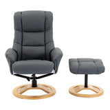 The Mandalay Swivel Recliner Chair & Footstool in Petrol Blue Genuine Leather - Refurbished