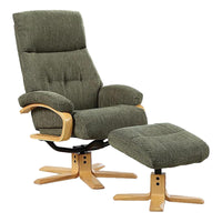 The Vienna - Swivel Recliner Chair & Matching Footstool in Forest Green Fabric