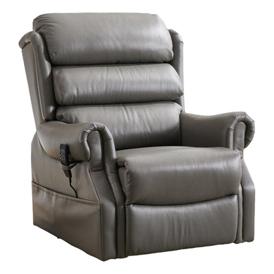 The Carlton Genuine Leather Riser Recliner in Grey - Dual Motor Mobility Chair - Refurbished