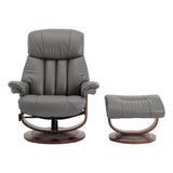 Hereford Genuine Leather Grey Swivel Reclining Chair Matching Footstool - Refurbished - Grade C