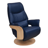 The Iowa - Stunning Electric Leather Recliner with Integrated Footstool & Wireless Remote - Navy