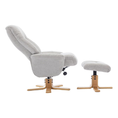 The Paris Swivel Recliner Chair & Footstool in Lille Cloud Fabric