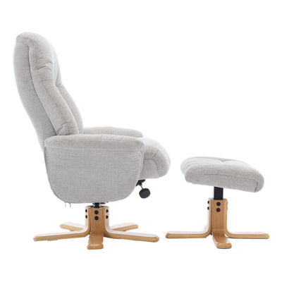 The Paris Swivel Recliner Chair & Footstool in Lille Cloud Fabric