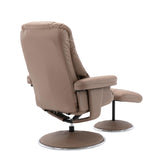 The Denver Swivel Recliner Chair & Footstool - Genuine Leather Earth - Refurbished