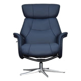 The Murcia - Swivel Recliner Chair & Matching Footstool in Navy Genuine Leather