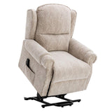 Winchester Dual Motor Riser Recliner Mobility Chair in Cream Brushstroke Fabric