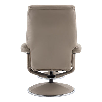 The Biarritz - Swivel Recliner Chair & Matching Footstool in Pebble Plush Faux Leather