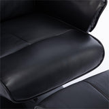 Memphis Swivel Recliner Chair & Footstool in Black Faux Leather - Refurbished