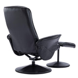 Memphis Swivel Recliner Chair & Footstool in Black Faux Leather - Refurbished