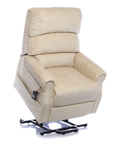 The Augusta - Dual Motor Riser Recliner Mobility Chair in Soft Fabric Finish - Cream