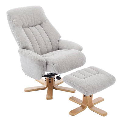 The Paris Swivel Recliner Chair & Footstool in Lille Cloud Fabric