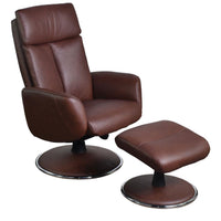 The Dakota Swivel Recliner Chair in Chestnut Genuine Leather and Match base.