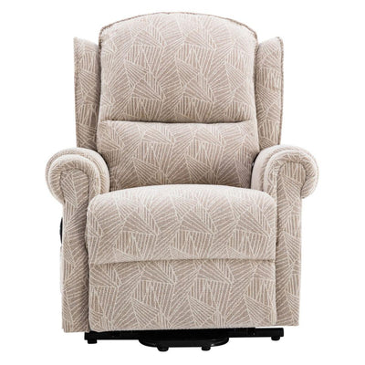 Winchester Dual Motor Riser Recliner Mobility Chair in Cream Brushstroke Fabric