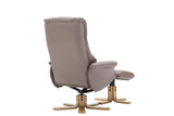 The Florence, Swivel Recliner Chair & Footstool in Earth PU Faux Leather - Clearance