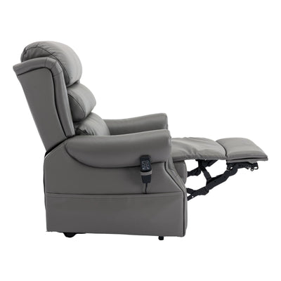 The Carlton Genuine Leather Riser Recliner in Grey - Dual Motor Mobility Chair - Refurbished