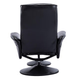 Memphis Swivel Recliner Chair & Footstool in Black Faux Leather - Refurbished