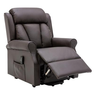 The Darwin - Dual Motor Riser Recliner Mobility Arm Chair in Brown Leather