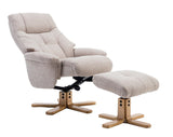 Dubai Lisbon Wheat Fabric Swivel Recliner Chair With Matching Footstool