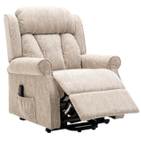 The Darwin - Dual Motor Riser Recliner Mobility Arm Chair in Cream Brushstroke Fabric