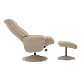 The Lyon - Genuine Leather Swivel Recliner Chair & Footstool in Pebble Cream - Refurbished