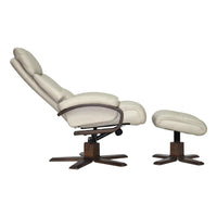 The Vienna - Swivel Recliner Chair & Matching Footstool in Mushroom Leather