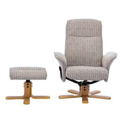 The Alexandria Swivel Recliner Chair & Footstool - Heat & Massage - Wheat Fabric